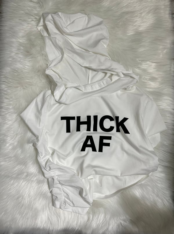 Image of Thick AF ~ White Crop Hoodie