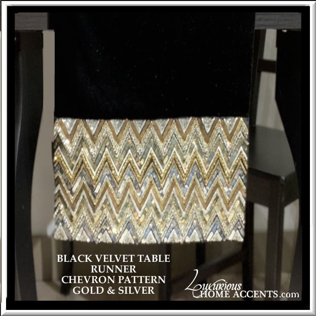 Image of Table Runner Black with Gold and Silver