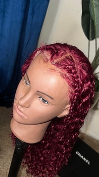 Image 1 of Braided Curly Burgundy Wig