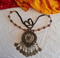 Image 2 of Vintage Kuchi Tribal Single Pendant Neckpiece with Wooden Beads (TJ042)