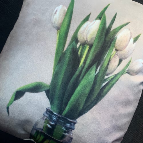 Image of Velvet White Tulips Cushion