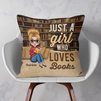 Just A Girl Who Loves Books Ver 2 - Personalized Pillow (Insert Included) - Chibi Girls
