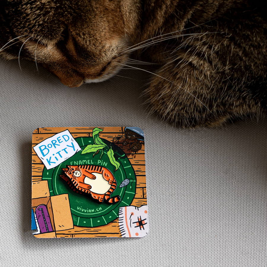 Image of Bored Kitty - Enamel pin