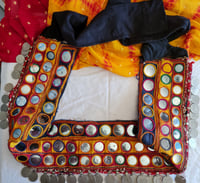 Image 1 of Vintage Banjara Mirror and Coin Belt Tribal Red, Orange and Navy (TB017)