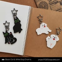 Image 1 of Black Cat & White Dog Charms