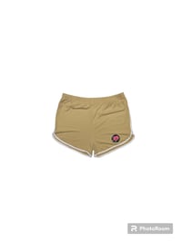 Kairos tan workout shorts (women)