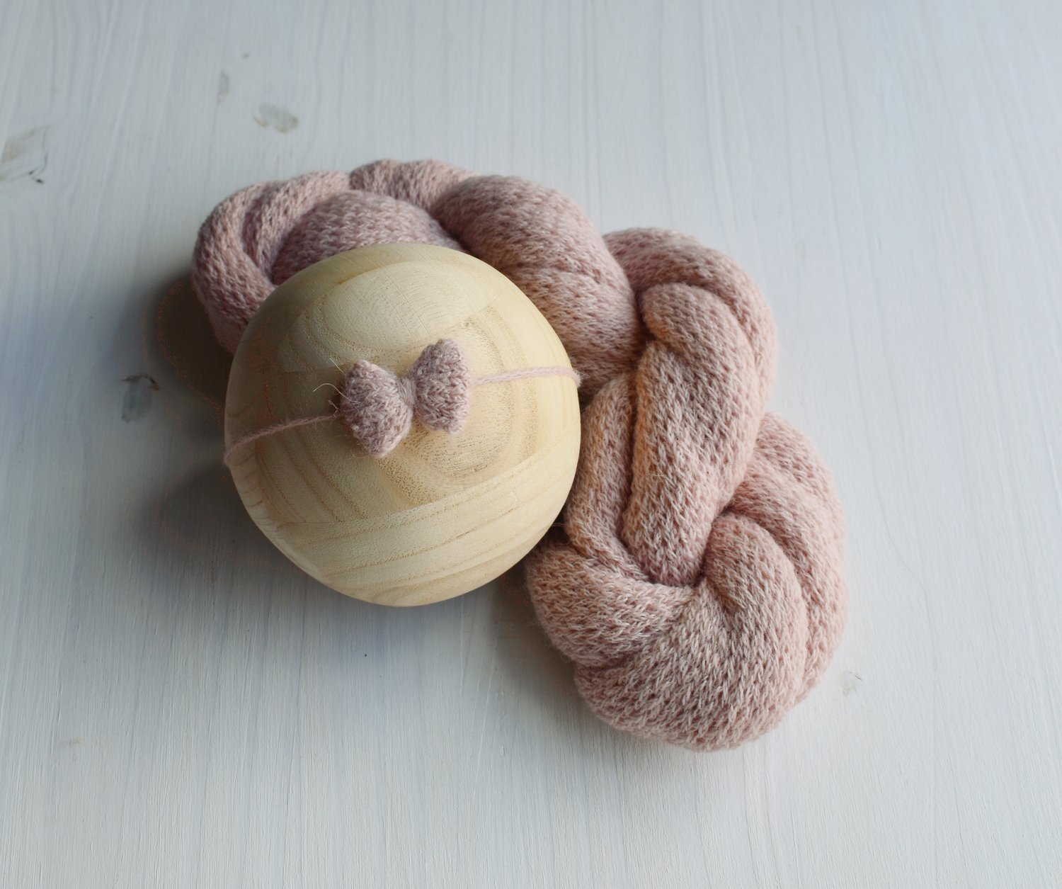 Image of Ballet Pink Knit Bow & XL Wrap Set