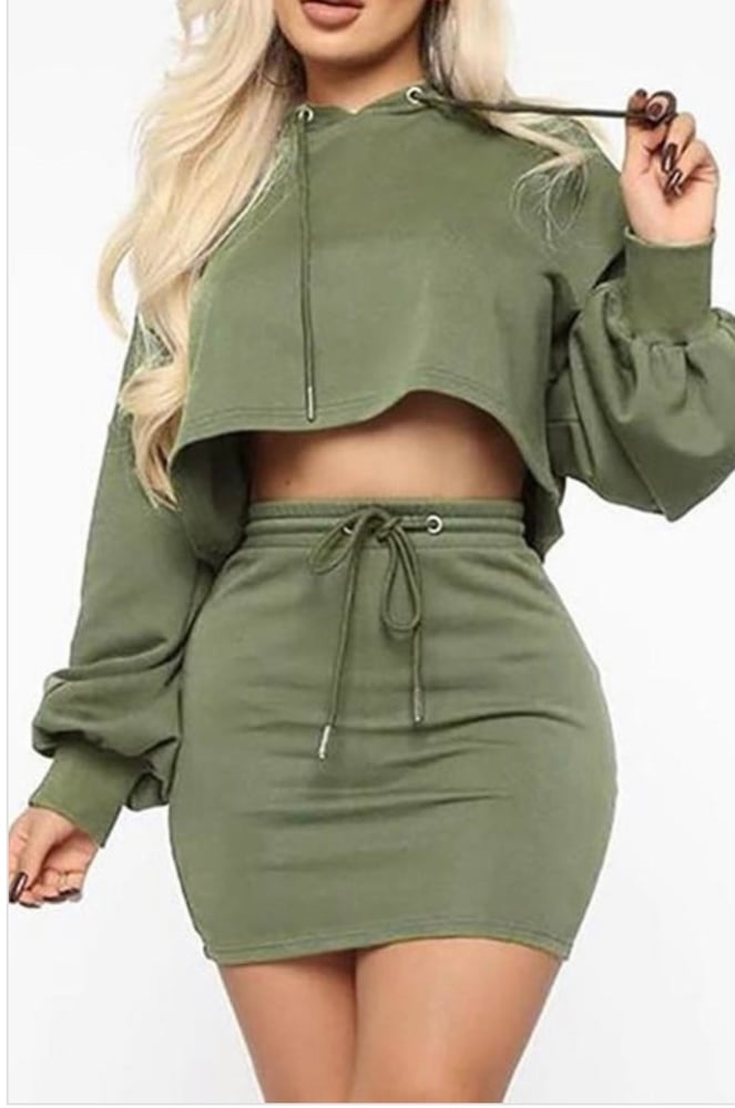 Image of Cropped Hoodie Skirt Set 