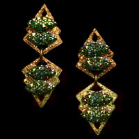 DREAM GLITTER / PLISSÉ Green Double Earring