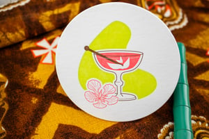Tiki Cocktail Letterpress Coasters - Set of 8 (2 of each design)
