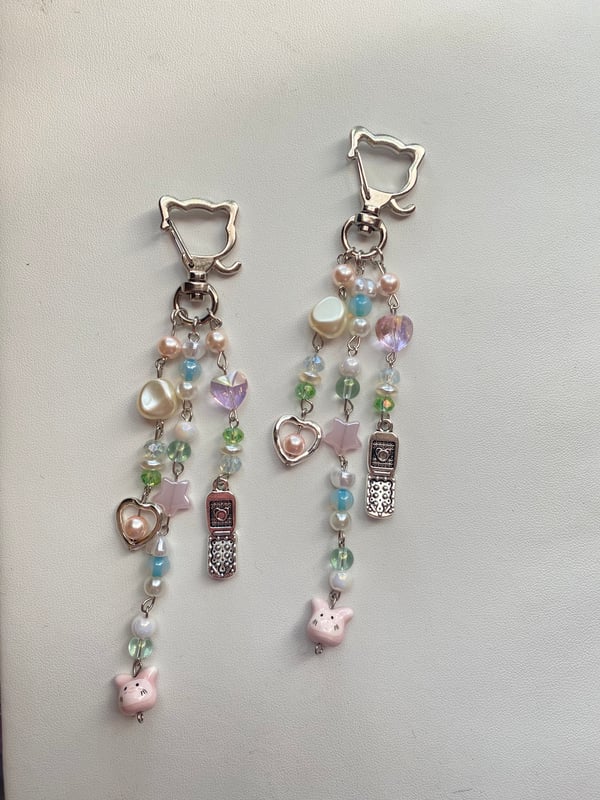 Image of call me! beaded keychain