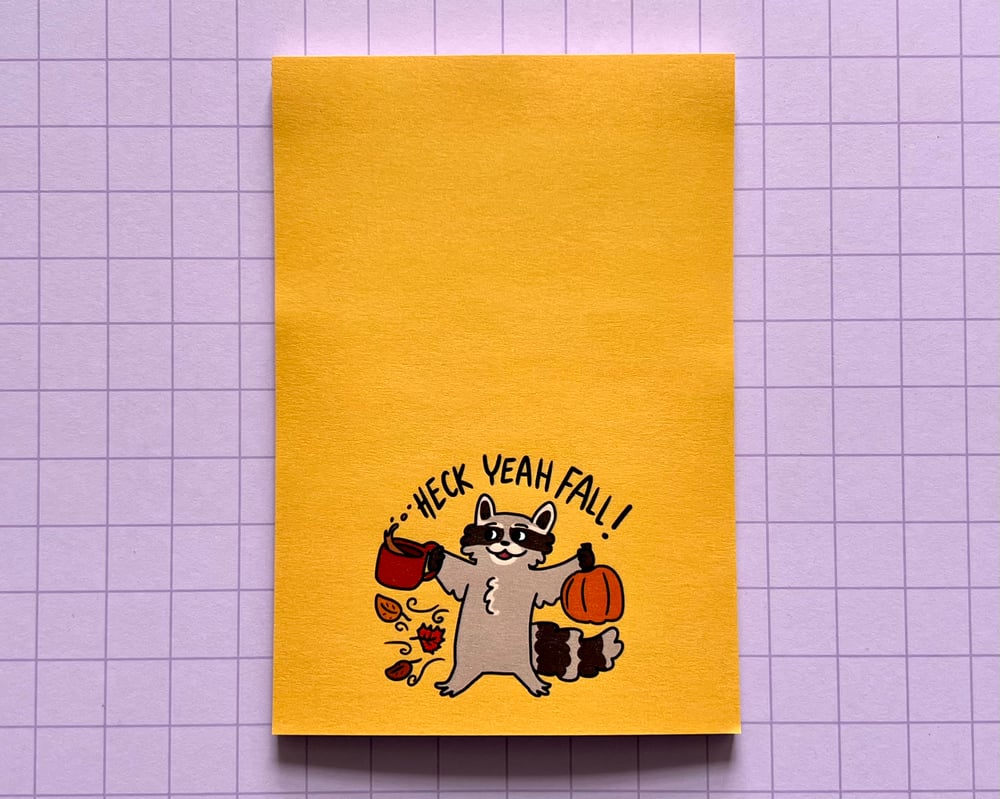 Image of Fall raccoon large sticky notes