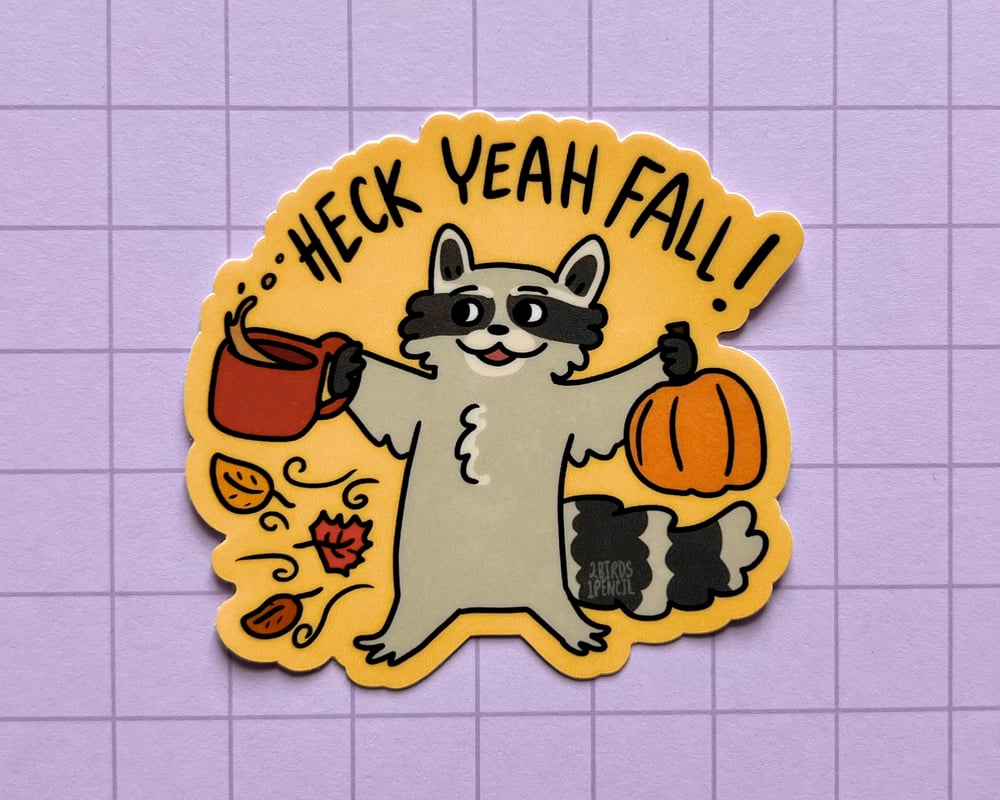 Image of Fall raccoon vinyl sticker