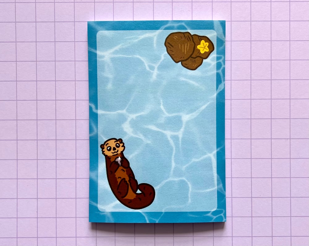 Image of Otter with a rock large sticky notes