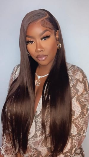 Image of Straight 13x4 Chocolate Lace Front Wig in 26”