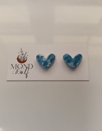 Blue indigo Ink Heart Studs