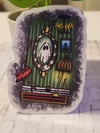 Vintage Style Haunted House Ghost Mirror Sticker