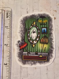 Image 3 of Vintage Style Haunted House Ghost Mirror Sticker