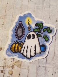 Image 2 of Spooky Pumpkin and Plant Ghost Sticker