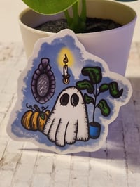 Image 1 of Spooky Pumpkin and Plant Ghost Sticker