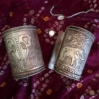 Image 1 of Pair of Hill Tribe Elephant Cuffs Adjustable, Tribal Statement Pieces (TJ036)