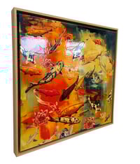 Image 2 of Original Canvas - Koi on Prussian Blue/Crimson/Orange - 30" x 30"