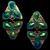 DREAM GLITTER / MOTH Double Earring - Peacock Green Drops