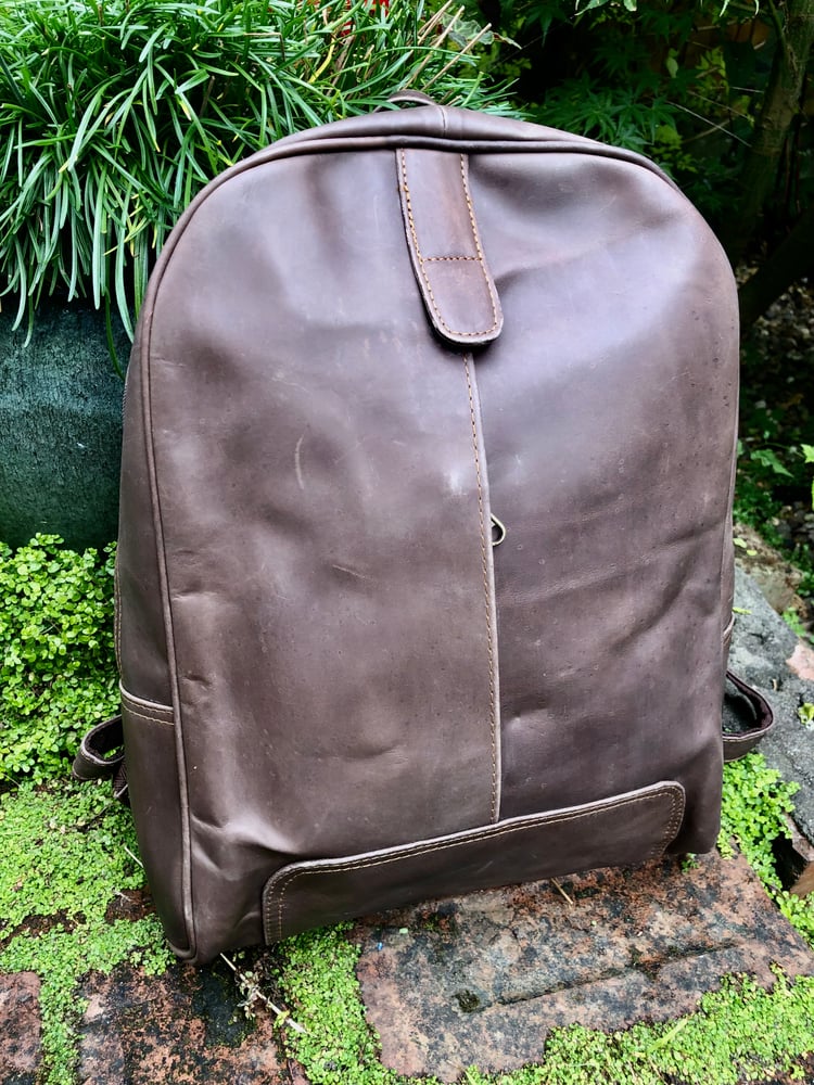 Image of Handmade Leather Backpack - Brown #C