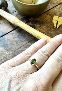 Image 4 of Vintage 14k and Green Tourmaline Solitaire Ring - Size 6