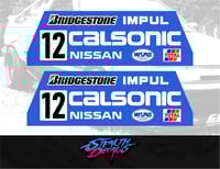 Image 1 of Playseat Evolution/ Revolution Side Panel Livery Stickers Sim Drift CALSONIC Skyline GTR