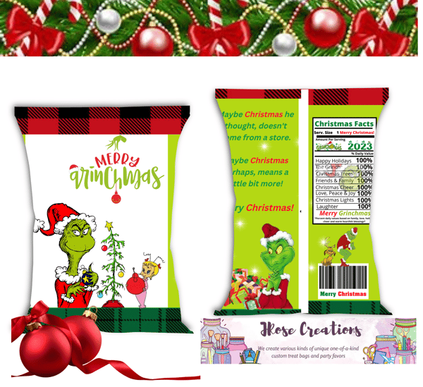 Image of Grinch Christmas Chip & Cindy Lou Chip Bag