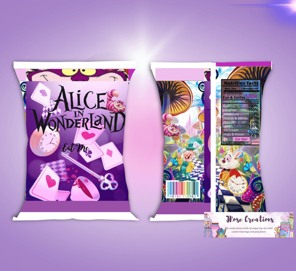 Image of Alice In Wonderland Purple Chip/Treat Bag