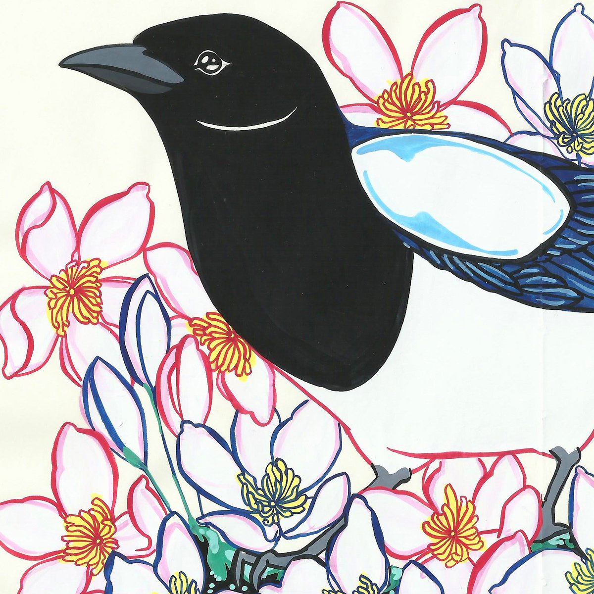 Image of Magpies and Clematis