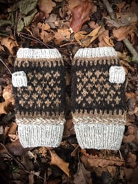 Image 3 of Hand knit and Hand spun Hen Mitts - Welsummer