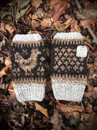 Image 2 of Hand knit and Hand spun Hen Mitts - Welsummer