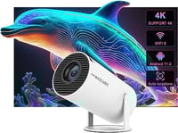 Mini Portable Auto Keystone Projector 4K/200 ANSI Smart Projector with WiFi 6, BT 5.0, 130 Inch Scre