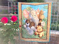 Image of Quilted baby blanket-Jungle Animals 