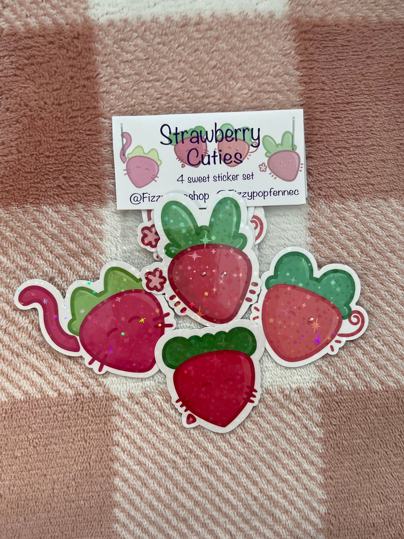 Image of Strawberry Cuties Sparkly Sticker pack