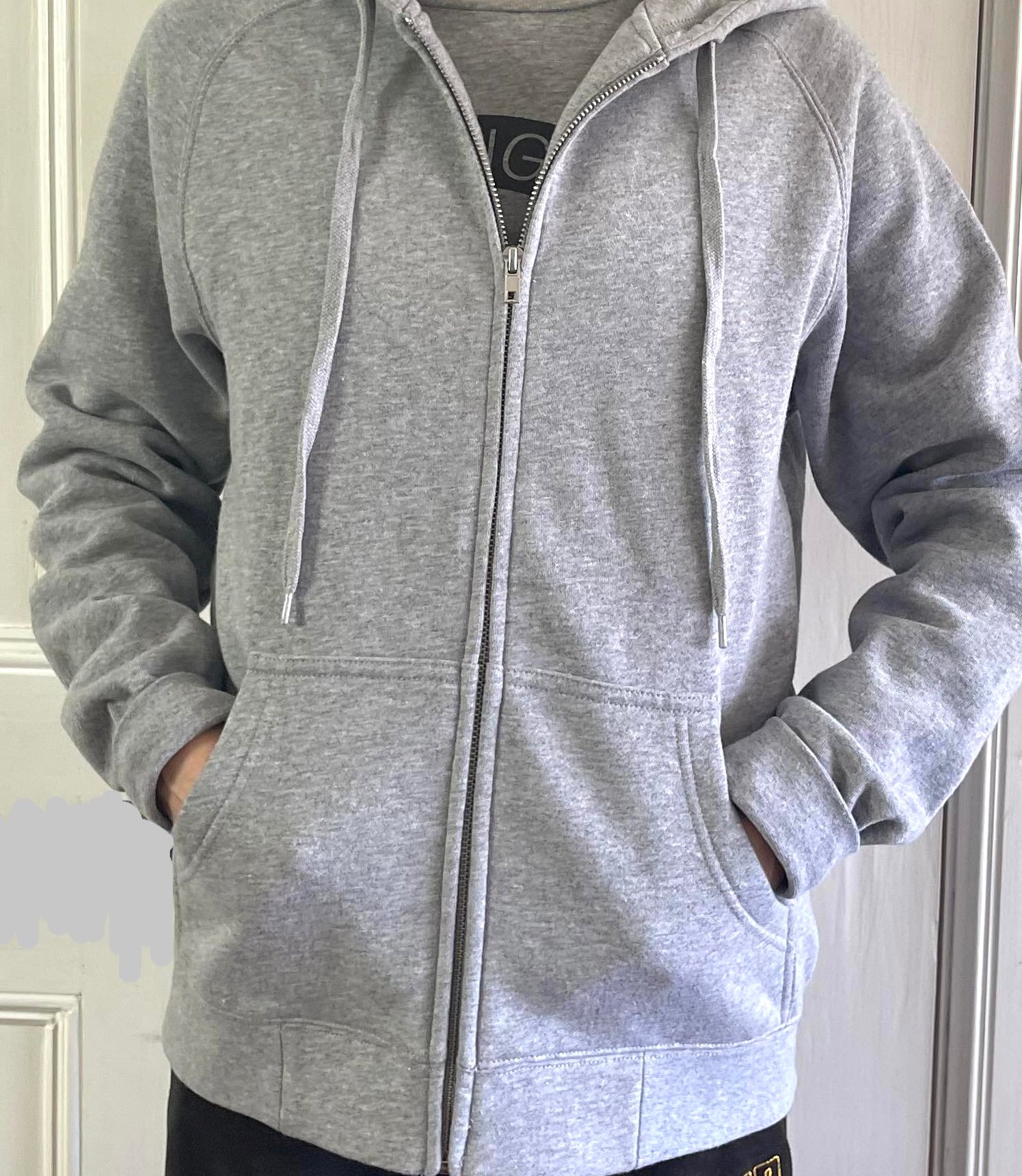 Image of  Clearance -Unisex Front Zip Hoodie - Grey-marle
