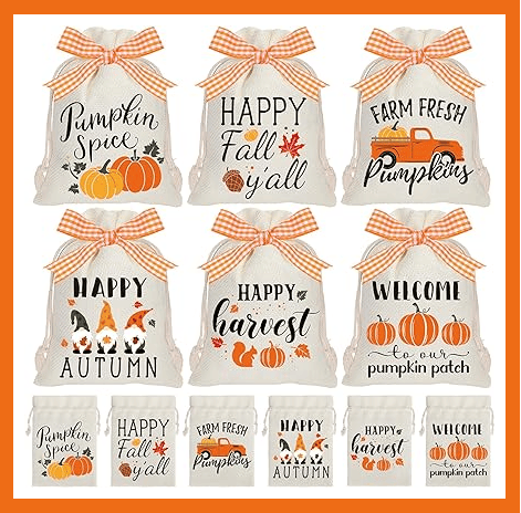 Image of Fall Feels Organic Lip Balm - Mix of 6  Flavors/Labels in Burlap Gift Bag 
