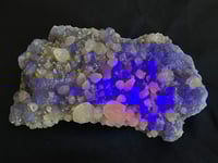 Image 18 of Green Fluorite On Druzy Quartz With UV Dog Tooth Calcite #1965