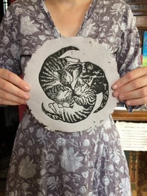 CHATONS-MANDALA - Linogravure originale