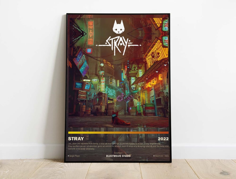 Stray - B-12 Cat Video Game Poster Print