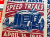 Mojave Timing Speed Trials aged Linocut Print (Red and blue edition) FREE SHIPPING