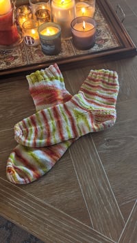 Image 3 of COLLAB: PowellKnitsWell Melon Socks