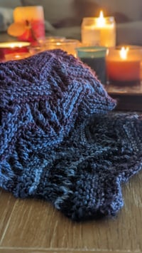 Image 1 of COLLAB: PowellKnitsWell Off-Kilter Blue and Purple Scarf