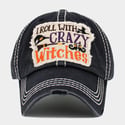 I ROLL WITH CRAZY WITCHES EMBROIDERED HALLOWEEN BASEBALL CAP FOR WOMEN