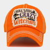 I ROLL WITH CRAZY WITCHES EMBROIDERED HALLOWEEN BASEBALL CAP FOR WOMEN
