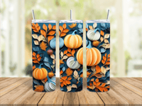 Navy Fall Pumpkins Tumbler