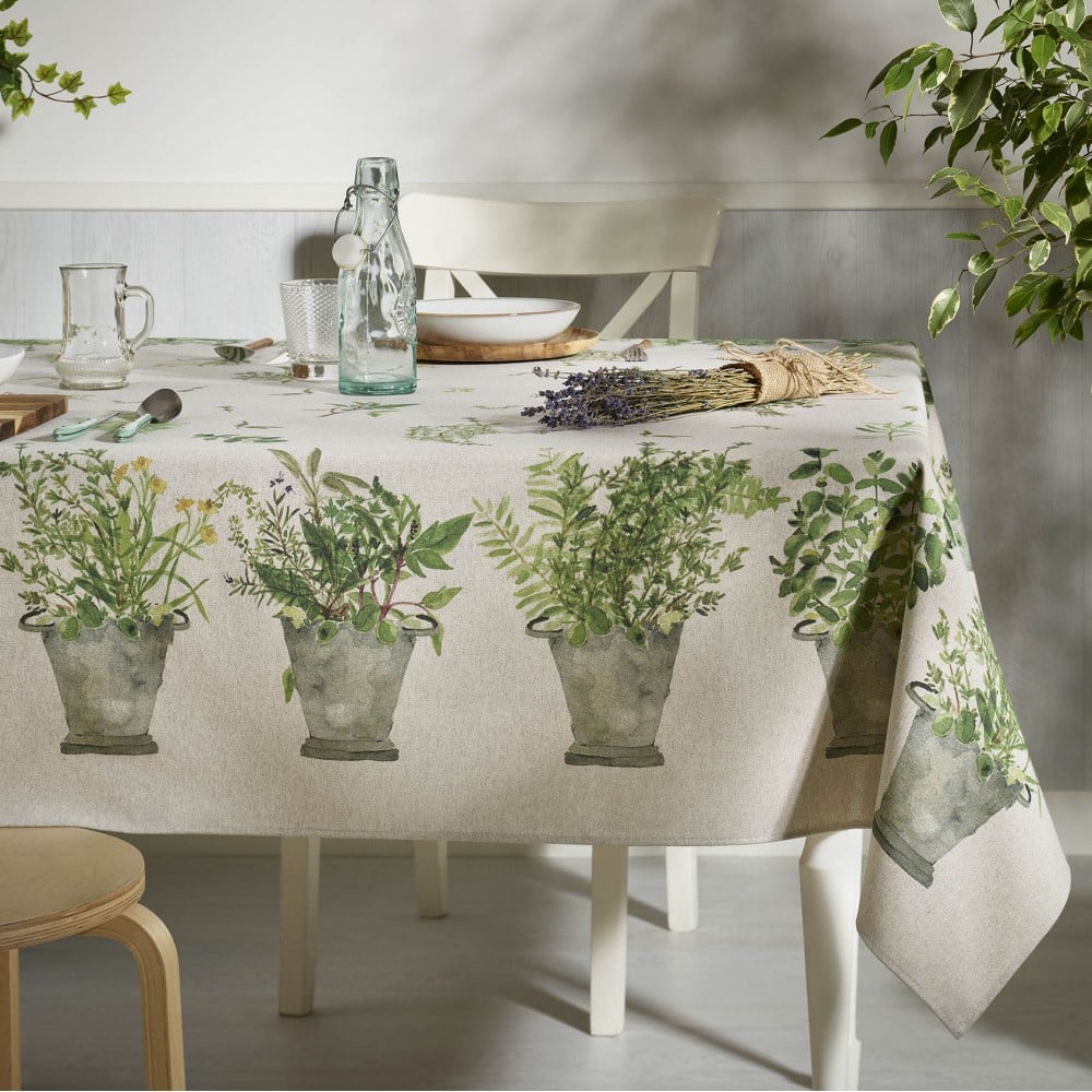 Image of Nappe Les Aromatiques fond Lin Naturel toile Teflon® anti taches